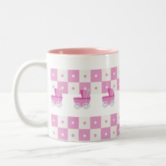Pink and White Baby Carriage Mug mug