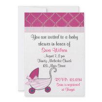 Pink and White Baby Shower Invitation