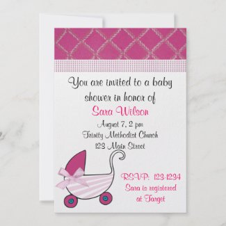 Pink and White Baby Shower Invitation invitation