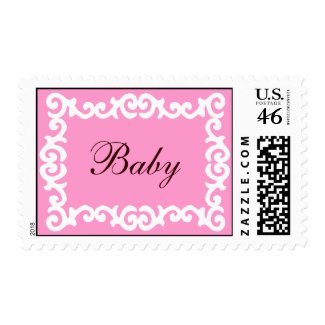 Pink and White Baby Shower Postage stamp