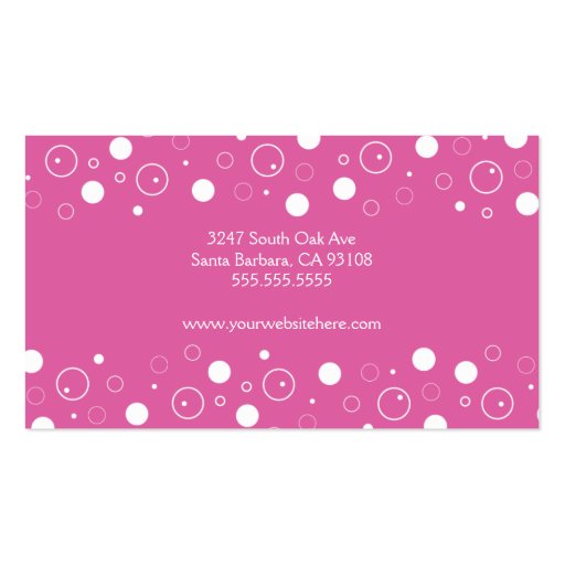 Pink and White Bubbles Business Card (back side)