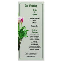 Pink and White Calla Lilies Wedding Program Custom Rack Card