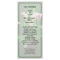Pink and White Calla Lilies Wedding Program Full Color Rack Card