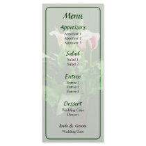 Pink and White Calla Lillies Wedding Menu Custom Rack Card
