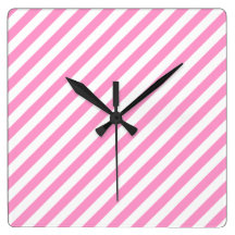 Pink and White Candy Stripes. Square Wallclock