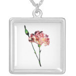 Pink and White Carnation with Bud Necklace