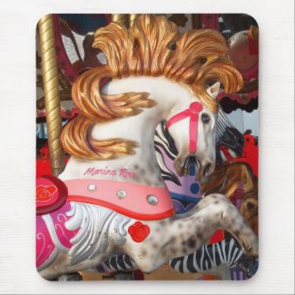 Pink and white carousel horse photograph fair mousepad