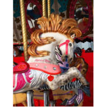 Pink and white carousel horse photograph fair photo cutouts