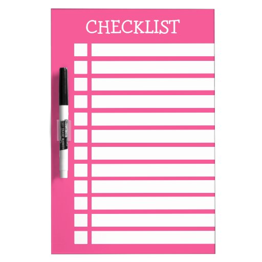Pink And White Checklist Dry Erase Whiteboards Zazzle