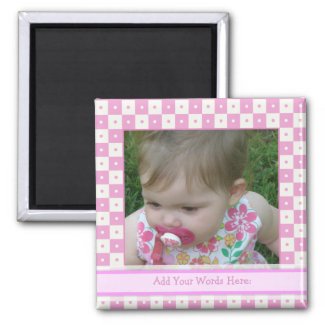 Pink and White Checks: Picture Magnet