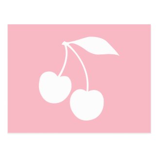Pink and White Cherries Shape Postcards