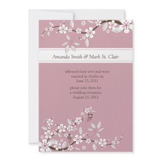 Pink and White Cherry Blossoms Post Wedding Personalized Announcements