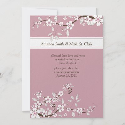 Pink and White Cherry Blossoms Post Wedding Personalized Announcements