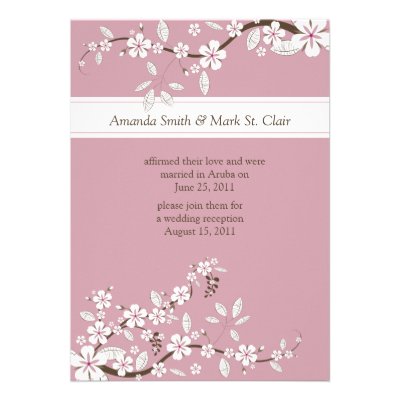 Pink and White Cherry Blossoms Post Wedding Personalized Announcements