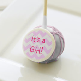Pink and White Chevron Baby Shower Cake Pops