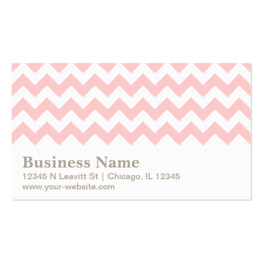 Pink and White Chevron Pattern Business Card Template (back side)