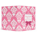 Pink and white damask Binder