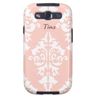 Pink and White Damask Cell Phone Case