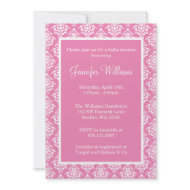 Pink and White Damask Girl Baby Shower invitation