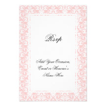 Pink and White Damask Matching RSVP Card Custom Invite
