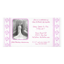 Pink And White Damask Paisley Party Invitation Photo Card Template