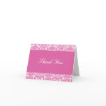 Pink and White Damask Thank You Note cards