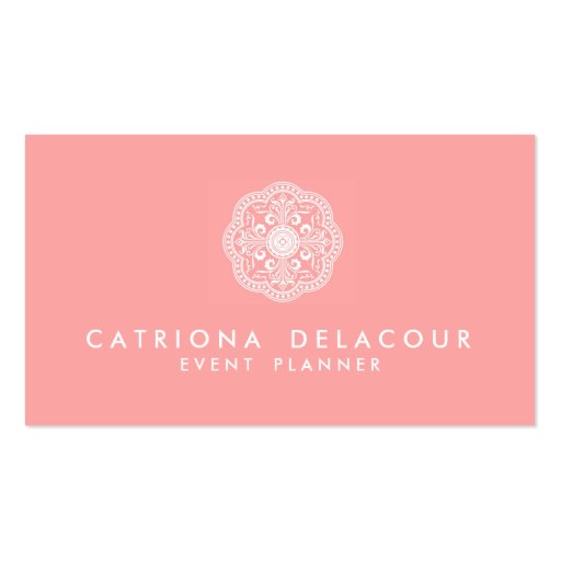 Pink and White Elegant Moroccan Logo Business Card (front side)