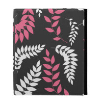 Pink and White Ferns Foliage on Black caseable cases