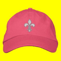 Pink and White Fleur de Lis Embroidered Hat embroidered hats