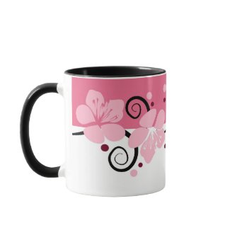 Pink And White Floral Coffee Mugs mug