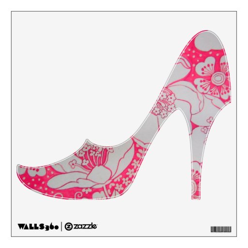 PINK AND WHITE FLORAL HIGH HEEL SHOE WALL DECOR | Zazzle