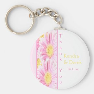 Pink and White Floral Keychain