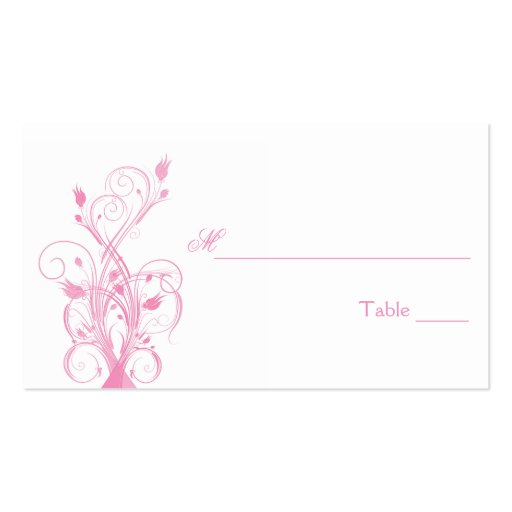 Pink and White Floral Placecards Business Card (front side)