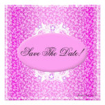 Pink and White Floral Save The Date Invitation