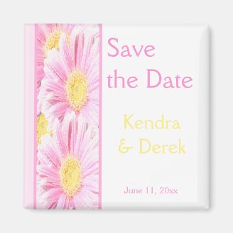 Pink and White Floral Wedding Favor Magnet