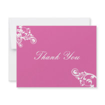 Pink and White Flourish Thank You Note invitations by hummingbirdcake Pink and White Flourish Thank You Note invitations