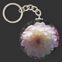 Pink and white flower keychain