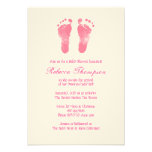 Pink and White Foot Prints Baby Shower Custom Announcements