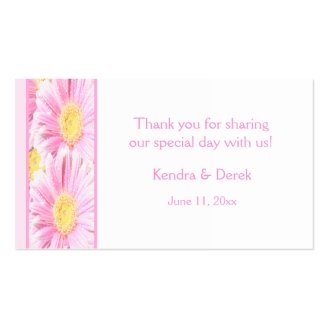 Pink and White Foral Wedding Favor Tag Business Card