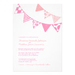 Pink and White Fun Flags Wedding Invitations