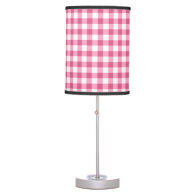 Pink And White Gingham Check Pattern Desk Lamps