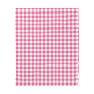 Pink And White Gingham Check Pattern Fleece Blanket