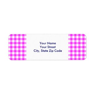 Pink and White Gingham Pattern return address Return Address Label