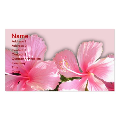 Pink and White Hawaiian Hibiscus Business Card