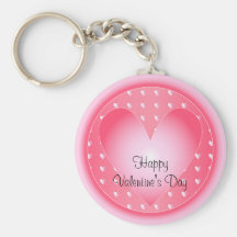 Pink and white heart key chains