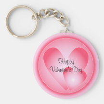 Pink and white heart key chains