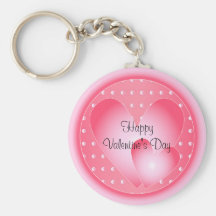 Pink and white heart keychains