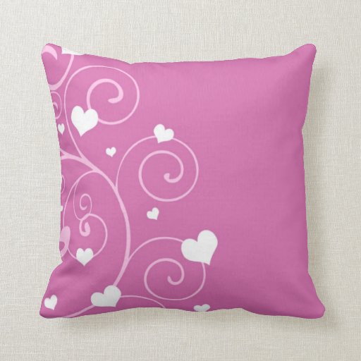 Pink and White Hearts Decorative Pillow Zazzle