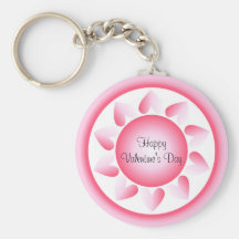 Pink and white hearts key chain