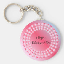 Pink and white hearts key chain